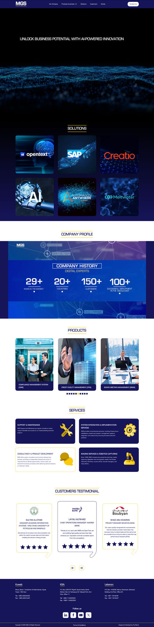 Website of MGS, a technology solutions provider  - Kuwait City