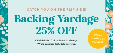 Backing Yardage Sale