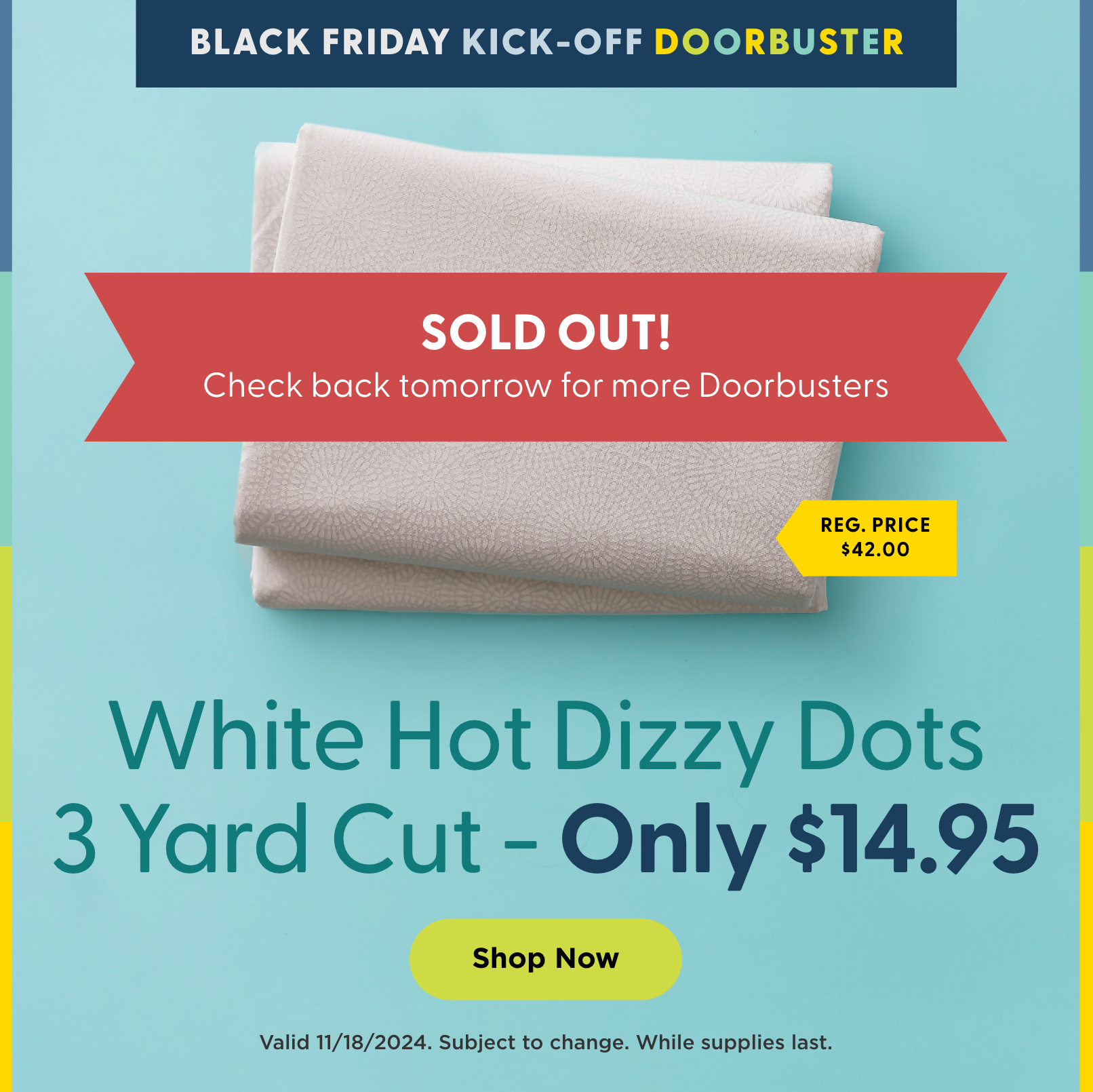 Doorbuster White Hote - Dizzy Dots 3 Yard Cut
