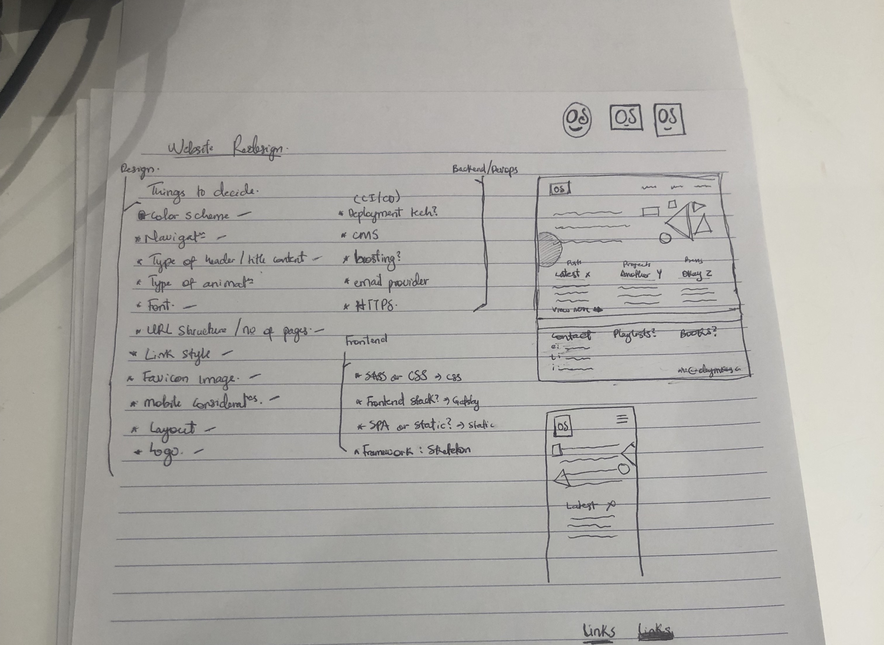 yinka.dev first notes and sketch