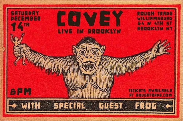 Concert poster featuring Covey and Frog at Rough Trade.