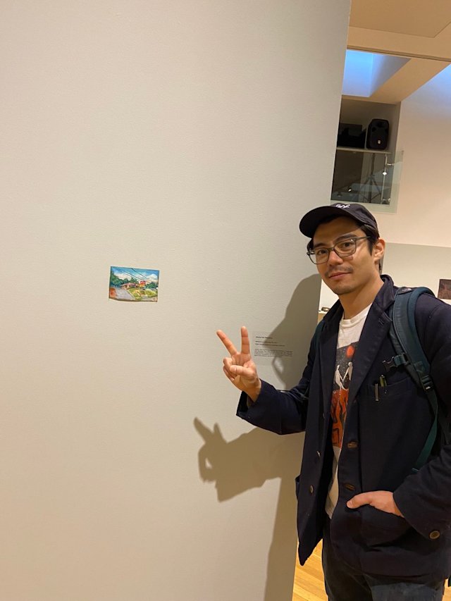 Jeremy and his post card sized painting.