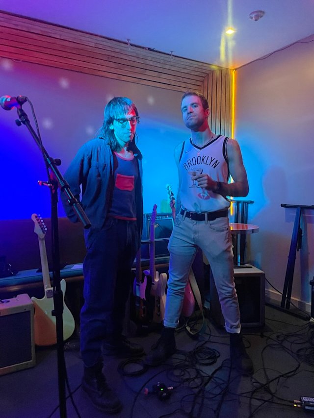 Nardo and I on stage before the Panther Hollow set.