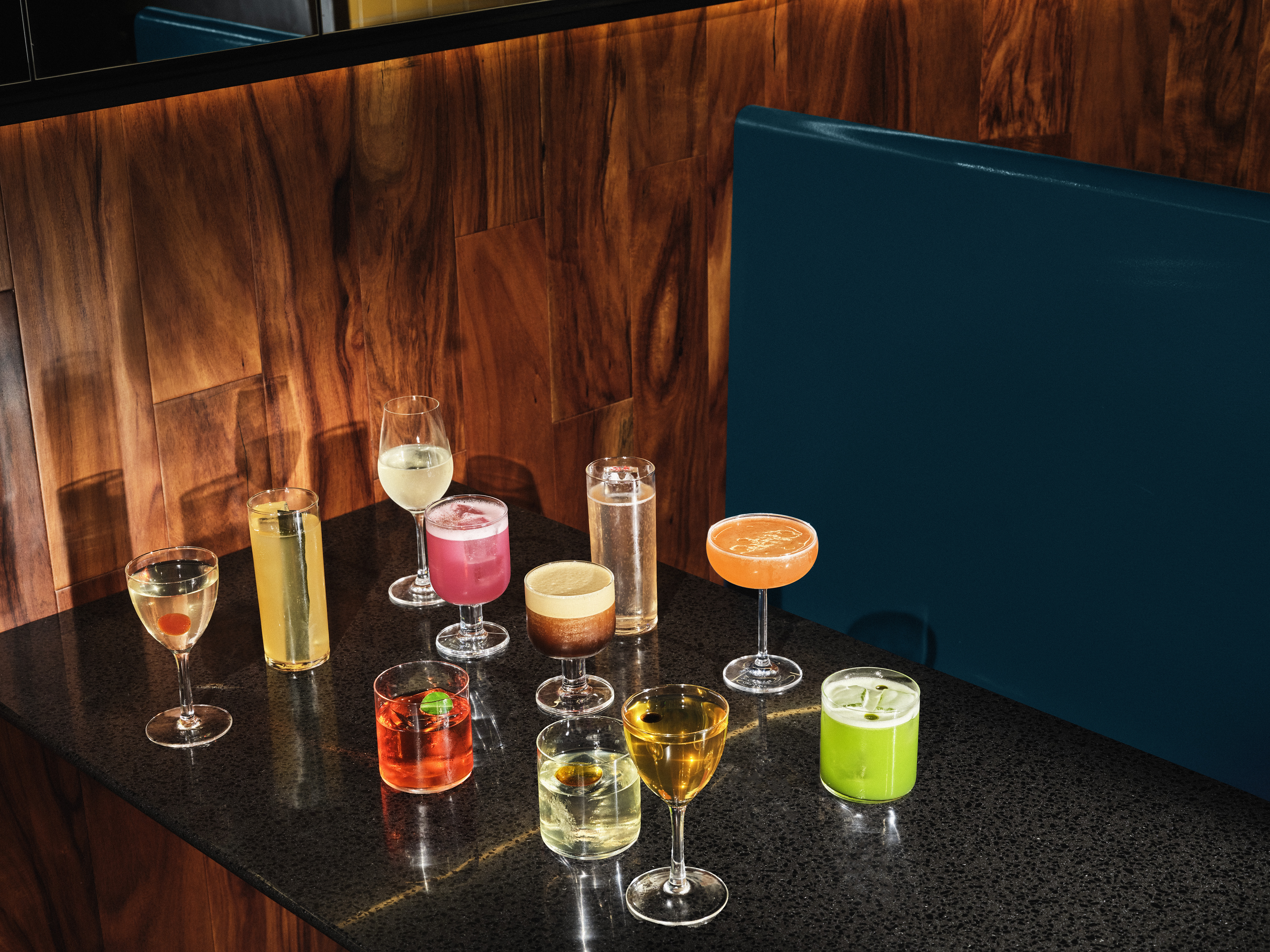 Cocktail Lineup - non alcoholic bar drinks hero