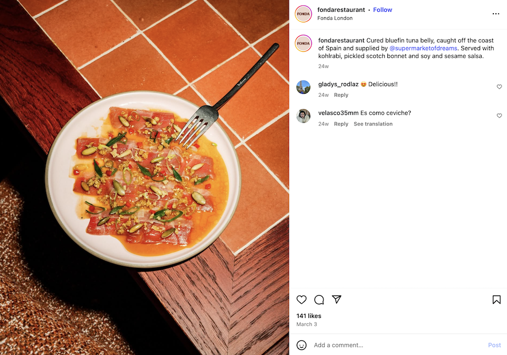 Fonda London Instagram Dish