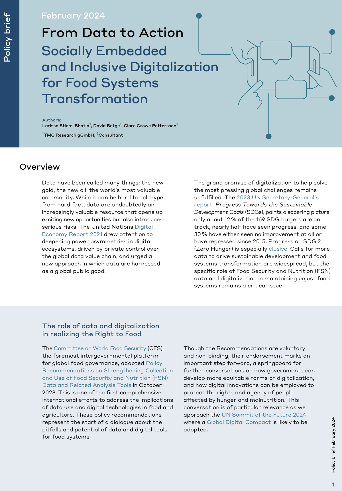 From Data to Action: Socially Embedded and Inclusive Digitalization for Food Systems Transformation