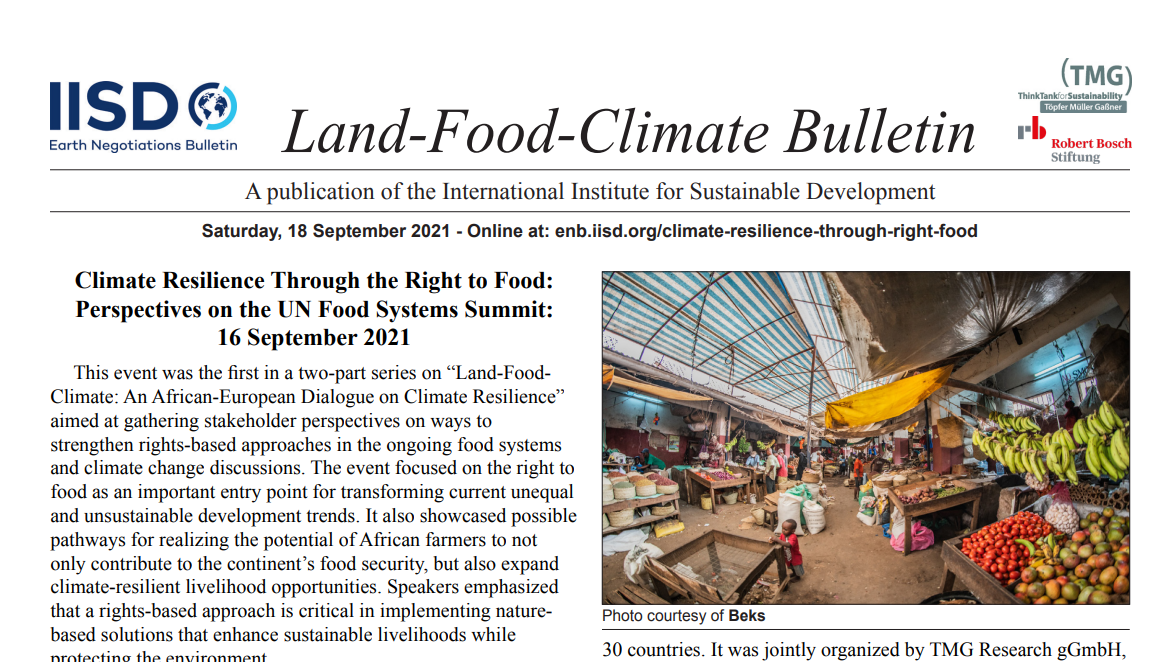 IISD releases summary report on Land-Food-Climate discussion