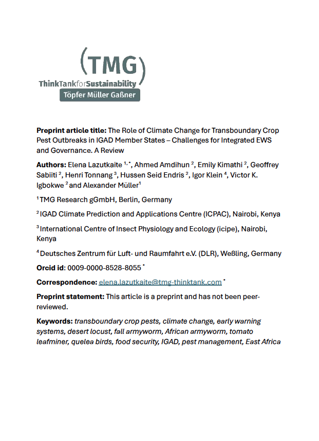 The Role of Climate Change for Transboundary Crop Pest Outbreaks in IGAD Member States – Challenges for Integrated EWS and Governance. A Review