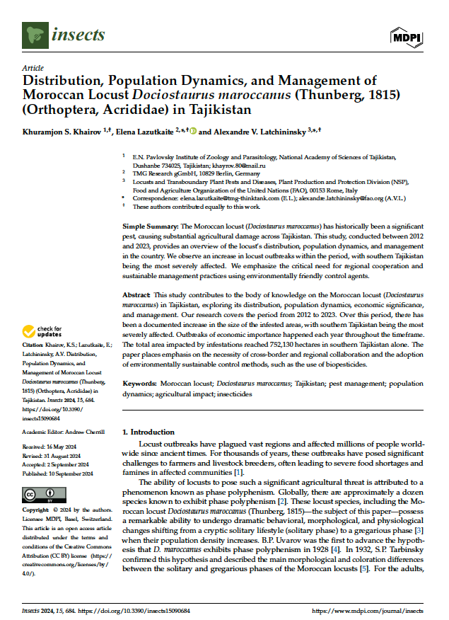 Distribution, Population Dynamics, and Management of Moroccan Locust Dociostaurus maroccanus (Thunberg, 1815) (Orthoptera, Acrididae) in Tajikistan