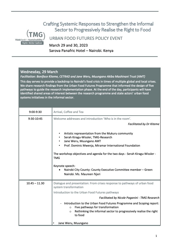 Programme: Nairobi Policy Event