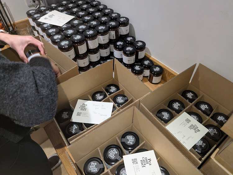 Packing boxes of Peanut Caramel
