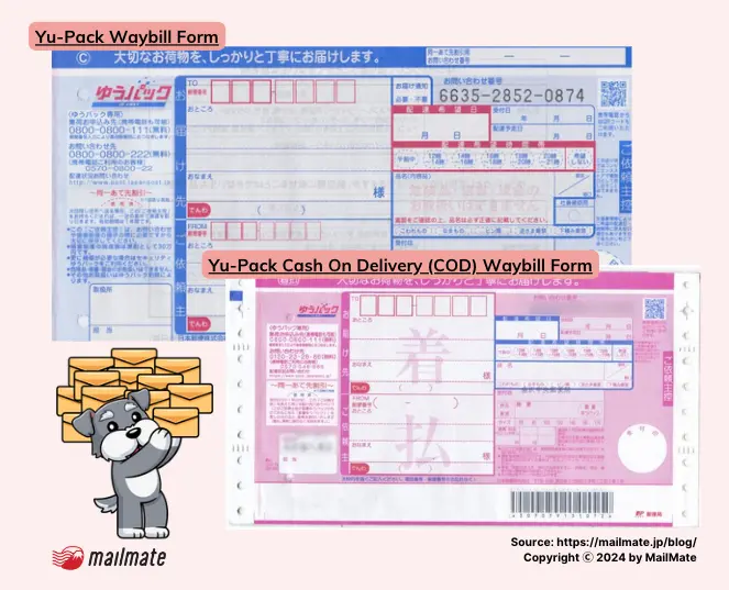Most common waybill labels for Japan Post.