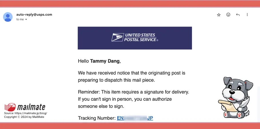  it was USPS using the original JP tracking number.