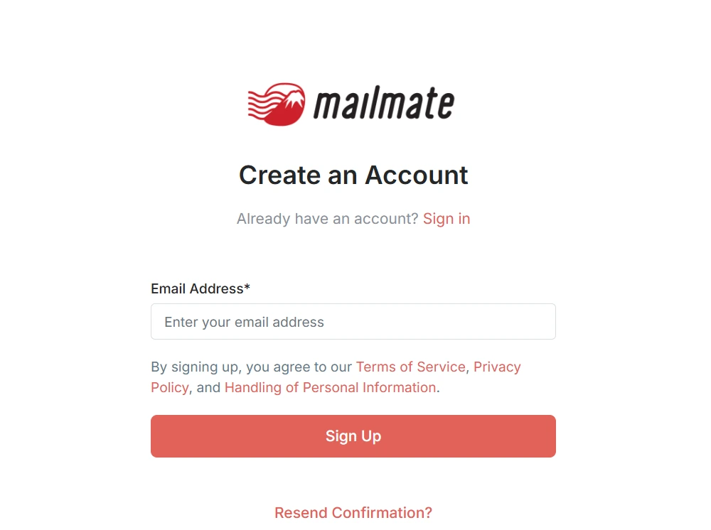 mailmate sign up