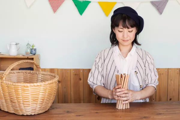 Japanese woman with objects