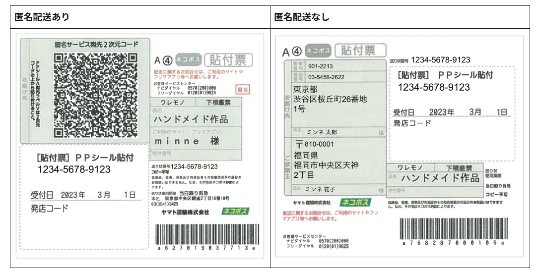 匿名で作品を発送できますか？｜minne