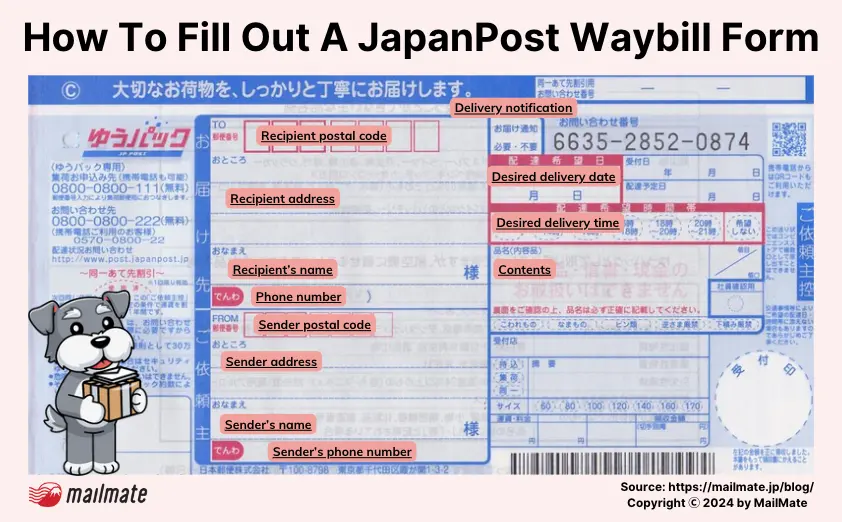 How do you fill out a waybill in Japan?