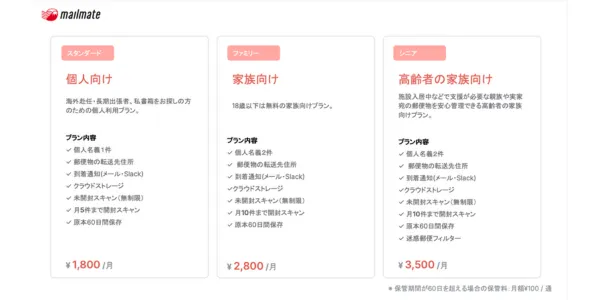 MailMateの料金表