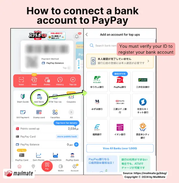 how to connect a bank account to paypay