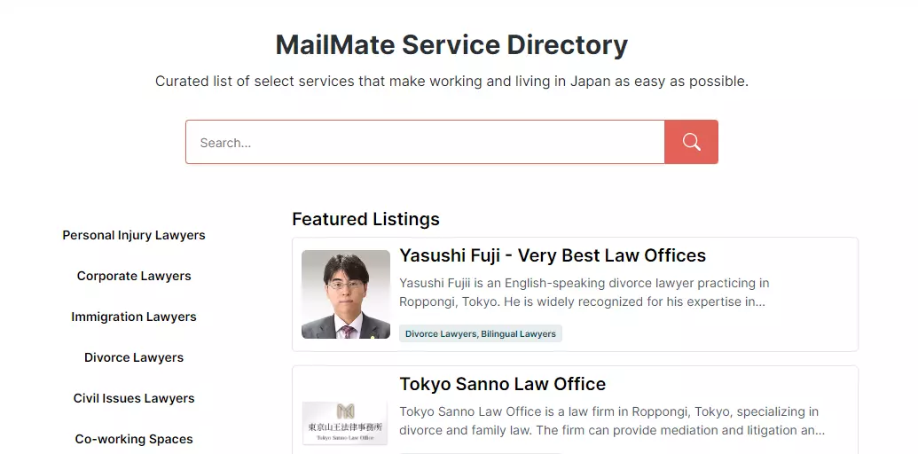 MailMate's bilingual service directory