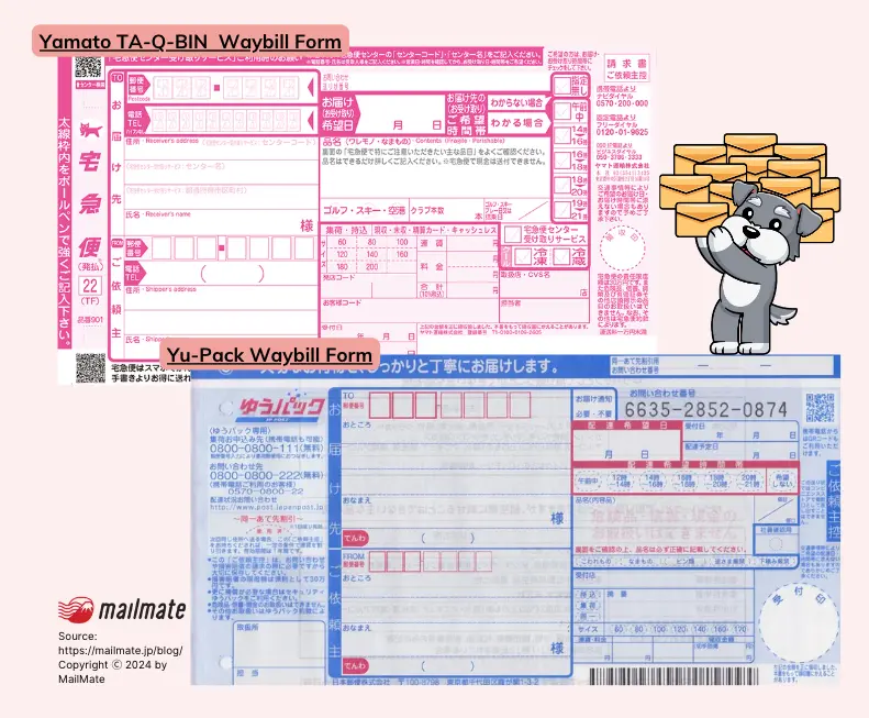 The two most common waybill forms in Japan