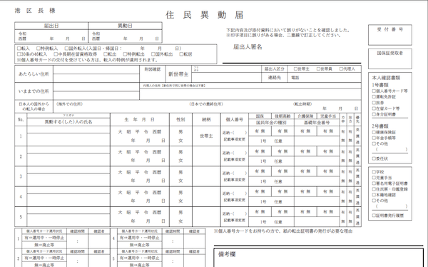 Notification of Change of Residence (Jyumin Idou Todoke)