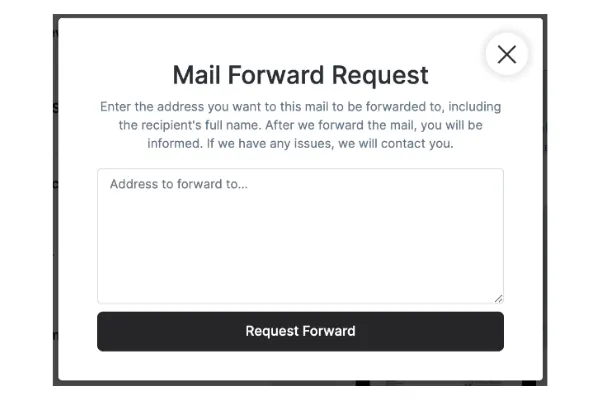 Mail Forwarding Pop Up