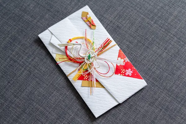 Traditional Japanese gift envelopes with money in it