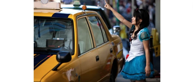 Hailing a taxi in Japan