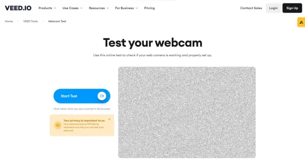 Veed.io test your webcam
