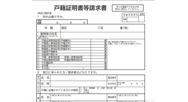 Family Register Certificate (Koseki Shoumeisho-tou Seikyuu-sho) Minato