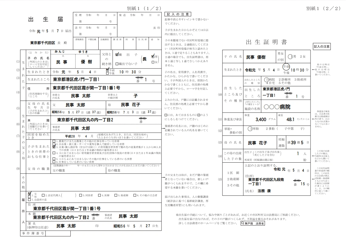 Fill out the birth registration form