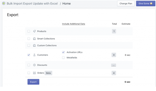 excel export