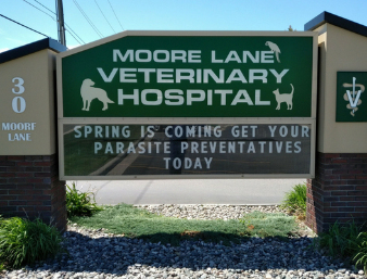 Moore Lane Veterinary Hospital's sign