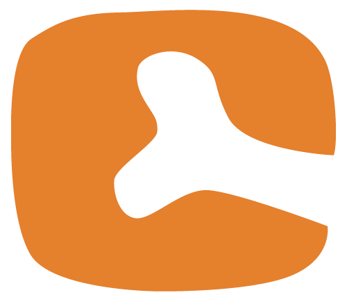 Orange cartoon bone icon