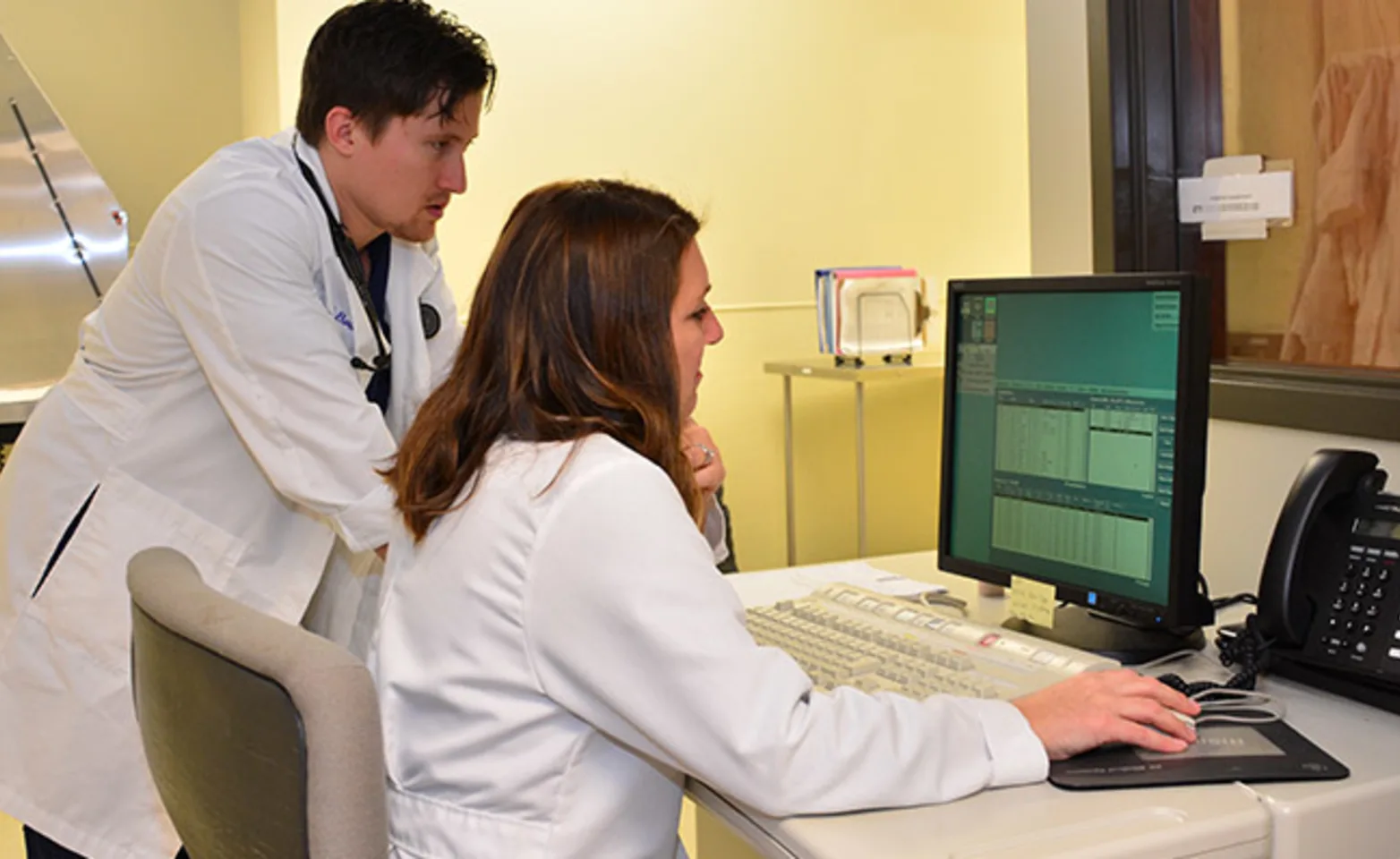 Doctors working at computer