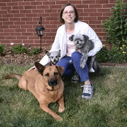 Dr. Stephanie Oedewaldt with 3 dogs