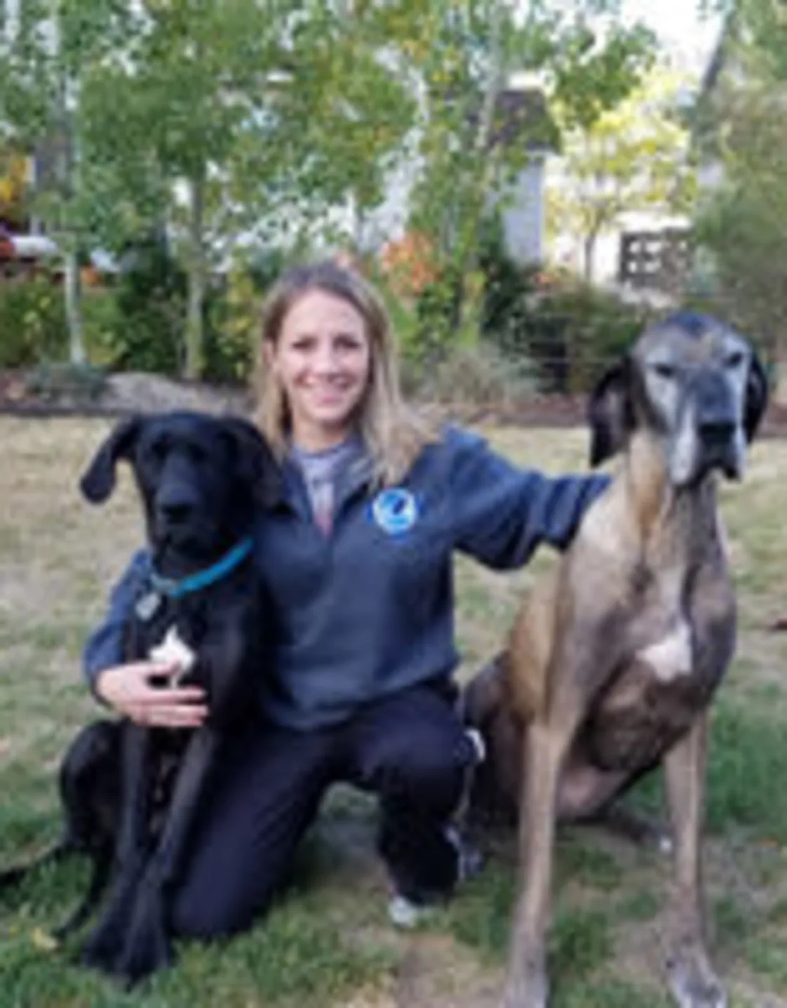 Dr. Liebers with 2 big dogs Dr. Liebers with 2 big dogs