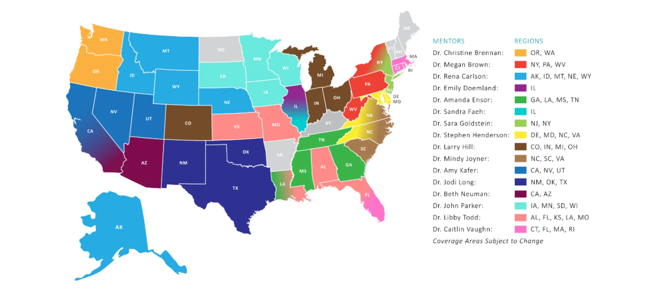 Current Participating Locations & Mentors at NVA