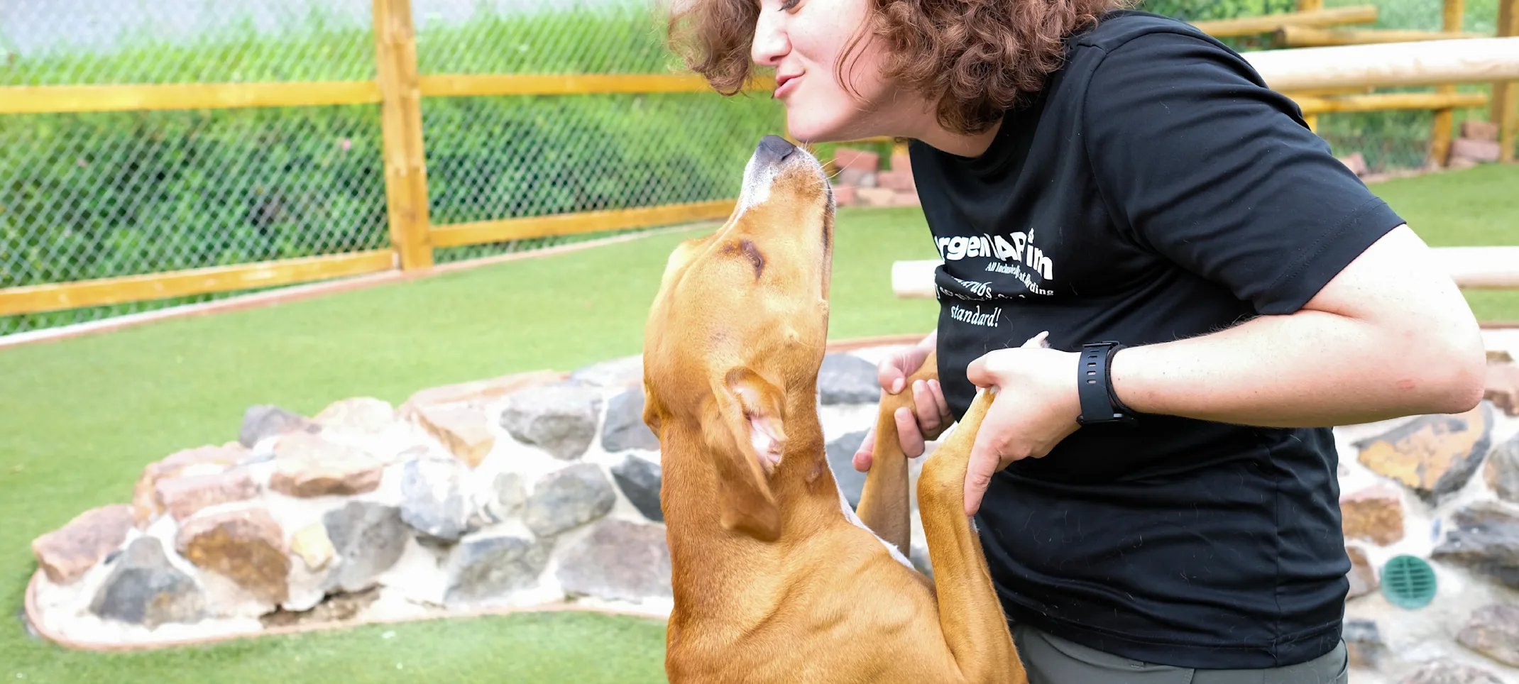 staff with dog