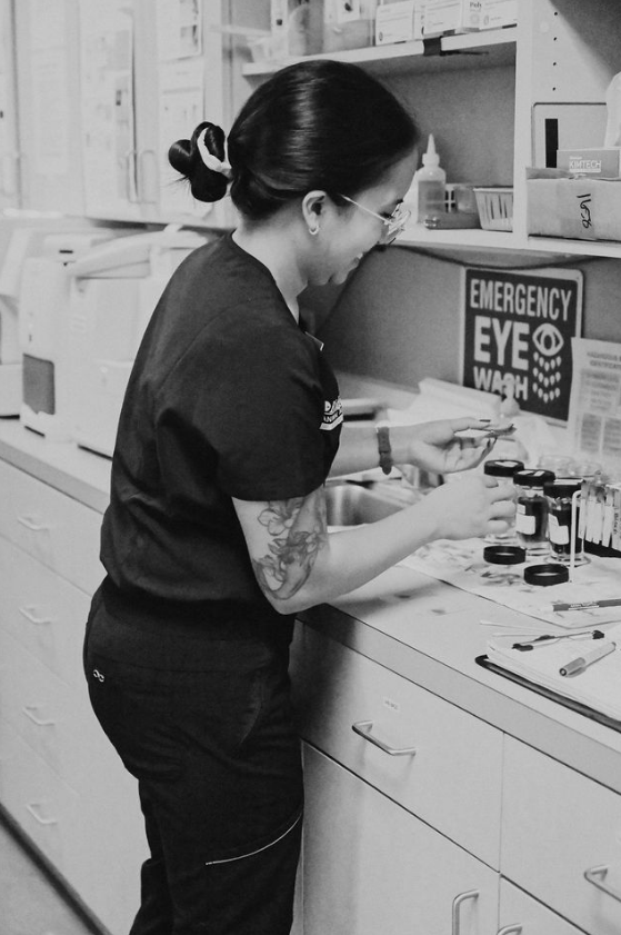 Veterinary Technician testing samples