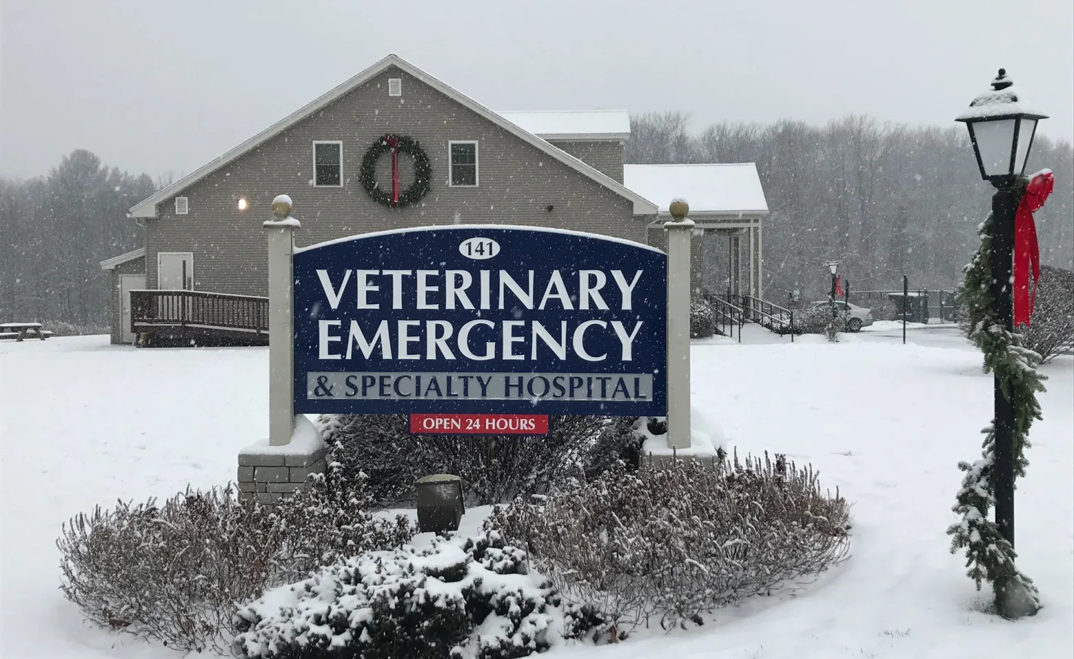 Veterinary Emergency & Specialty Hospital of South Deerfield, Massachusetts in winter