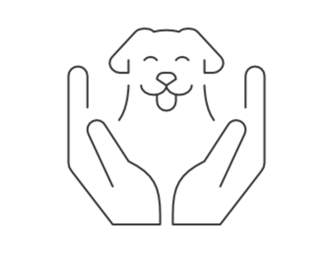 Dog with Two Hands Outline