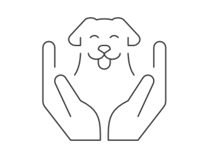 Dog with Two Hands Outline Dog with Two Hands Outline