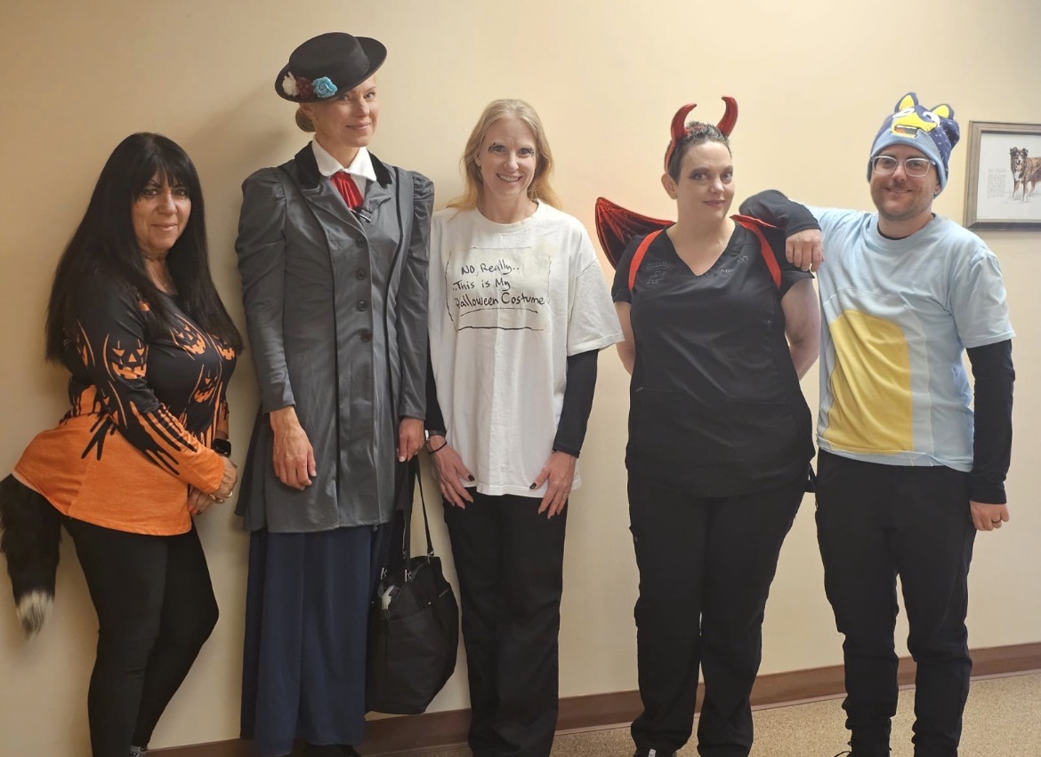 Team members on halloween