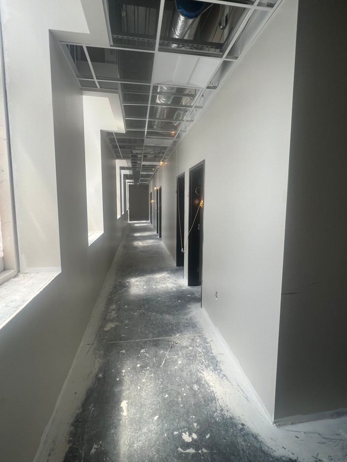 One of the three hallways to the exam room