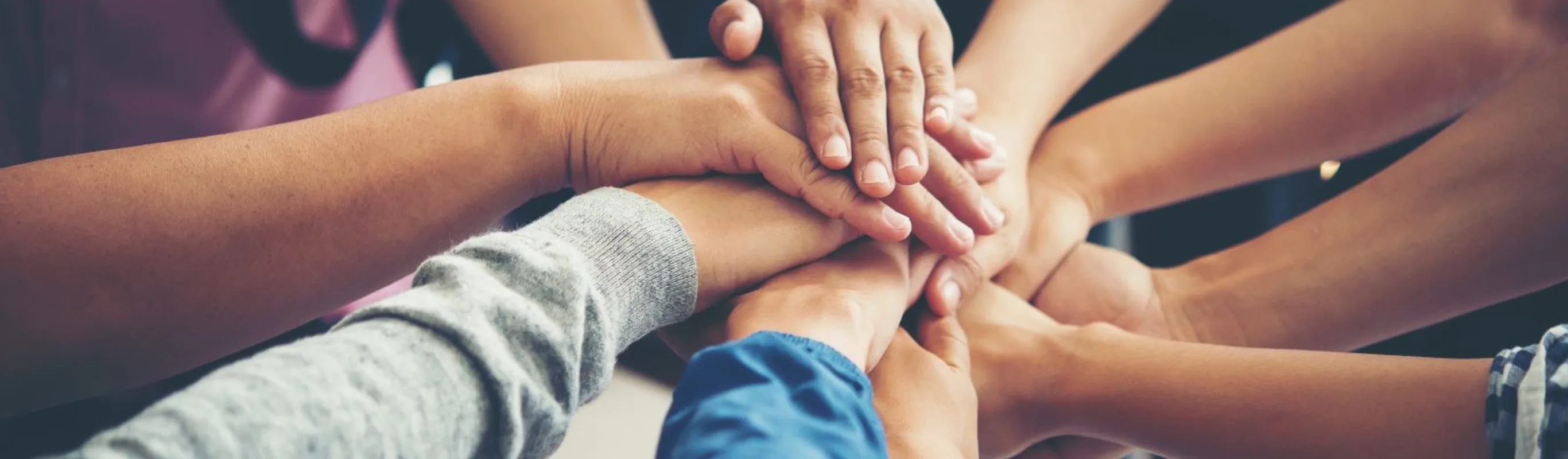 Staff photo of hands all in Staff photo of hands all in