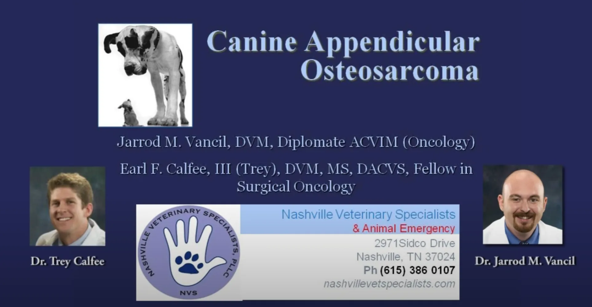 Canine Appendicular Osteosarcoma Video at NVS
