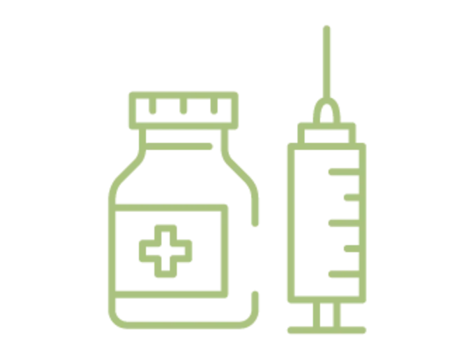 Icon of medicine bottle and needle