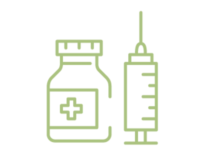 Icon of medicine bottle and needle Icon of medicine bottle and needle